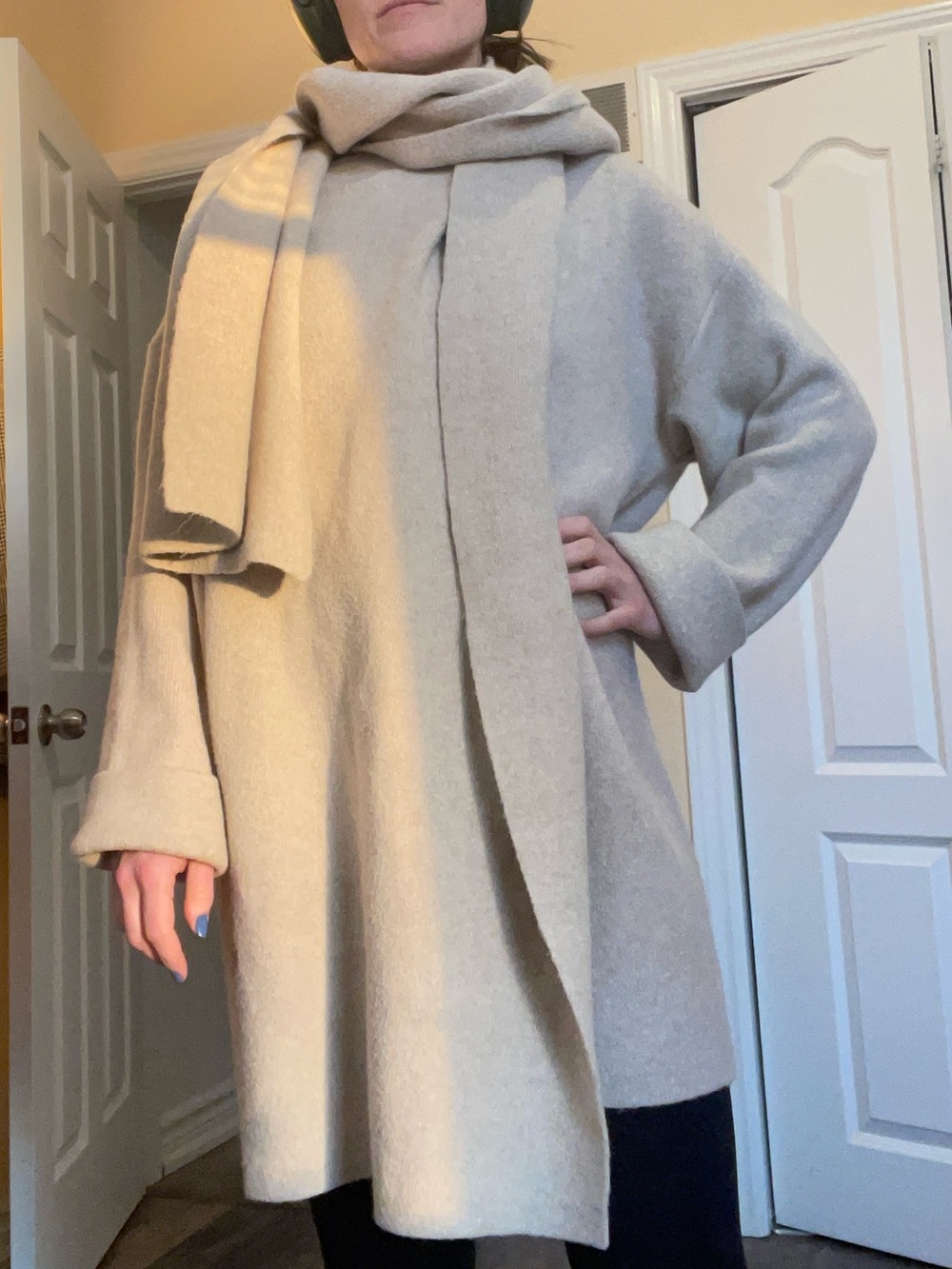 OAK + FORT Cream Oversized Wool-Blend Sweater Coat NWT